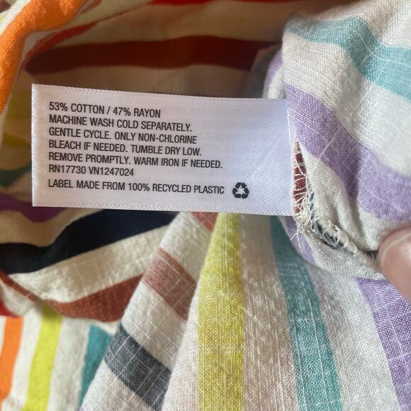 Pride by Target rayon blend buttondown size Small unisex rainbow stripe - Picture 5 of 5